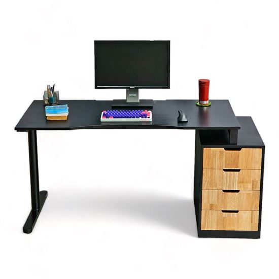 Bàn Gaming chân tủ 150x70cm gỗ cao su chân sắt lắp ráp GD68087