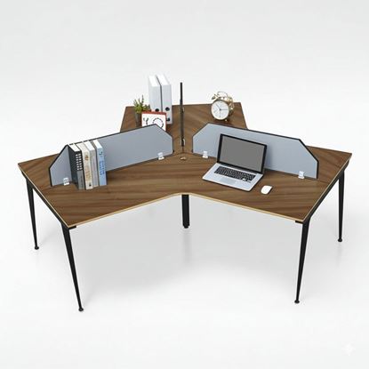 Bàn cụm 3 người 285x247cm gỗ plywood hệ CONE HBCO056