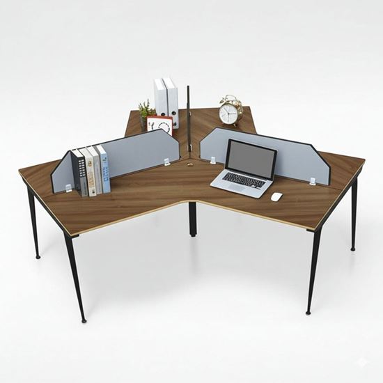 Bàn cụm 3 người 285x247cm gỗ plywood hệ CONE HBCO056