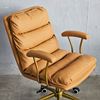 Ghế xoay bọc nệm da Microfiber chân thép sơn nhũ vàng GAK168