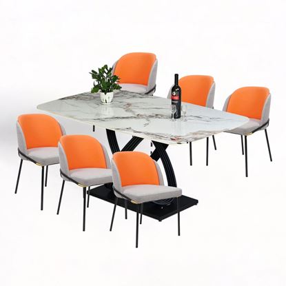 Picture of Combo bộ bàn ăn mặt đá và 6 ghế bọc nệm CBBA128