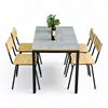 Combo bộ bàn ăn đơn giản và 4 ghế gỗ plywood chân sắt CBBA137
