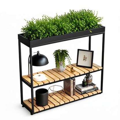 Kệ trang trí hành lang 100x30x88cm gỗ cao su khung sắt CST068