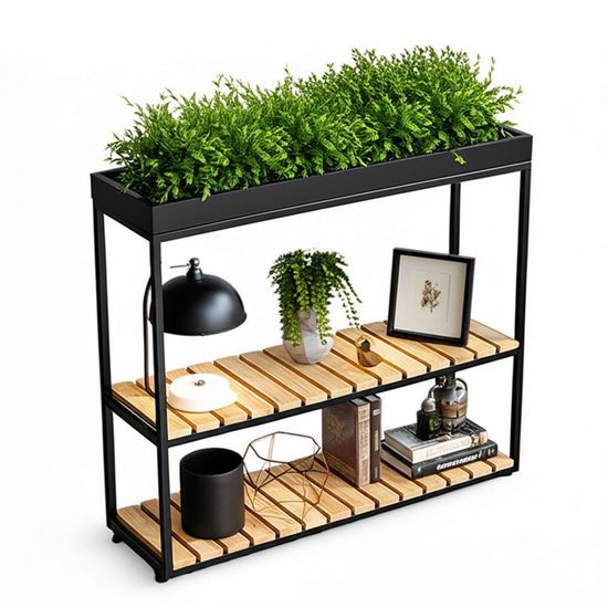 Kệ trang trí hành lang 100x30x88cm gỗ cao su khung sắt CST068