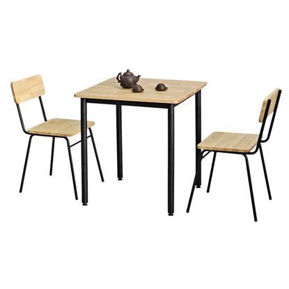 Combo bộ bàn ăn vuông và 2 ghế gỗ cao su chân sắt CBBA160
