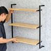 Kệ sách treo tường 3 tầng 64x25x80cm gỗ cao su khung sắt KS68221