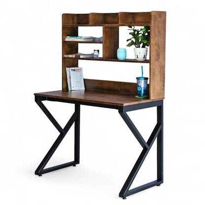 Bàn học liền giá sách 120x60cm chân sắt lắp ráp FD68056