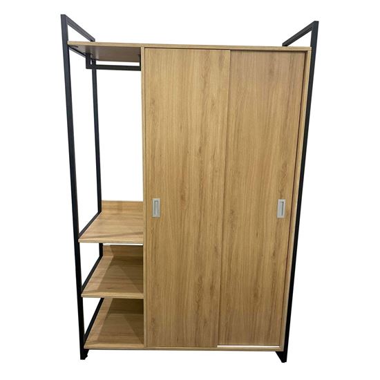 Tủ quần áo 2 cánh kết hợp kệ treo đồ 140x55x200cm gỗ plywood TQA68045