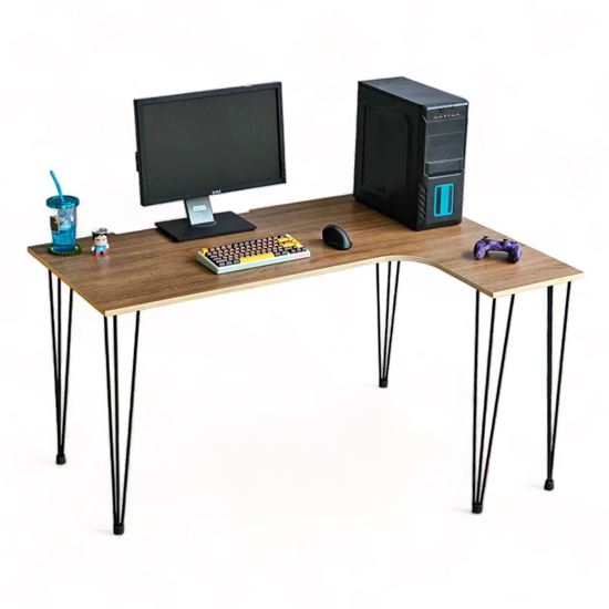 Bàn Gaming góc L 140x100cm gỗ plywood chân sắt Hairpin GD68083