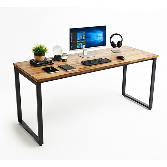 Bàn làm việc 180x60cm gỗ tràm chân sắt lắp ráp Rectang HBRT085