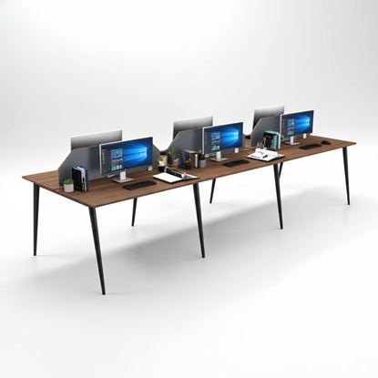 Bàn cụm 6 chỗ 360x120cm gỗ plywood chân sắt hệ Đa Giác HDG013