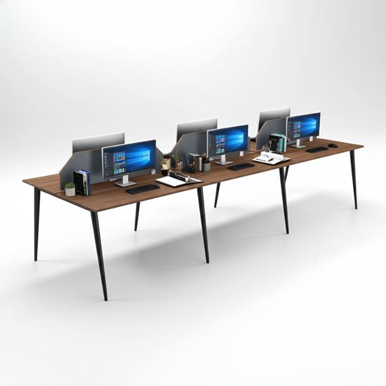 Bàn cụm 6 chỗ 360x120cm gỗ plywood chân sắt hệ Đa Giác HDG013