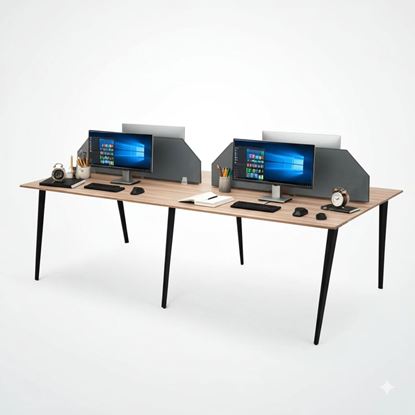 Bàn cụm 4 chỗ 240x120cm gỗ plywood chân sắt hệ Đa Giác HDG012