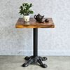 Bàn cafe vuông 60x60cm gỗ me tây dày 5 cm chân gang đúc CFD68198