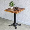 Bàn cafe vuông 60x60cm gỗ me tây dày 5 cm chân gang đúc CFD68198