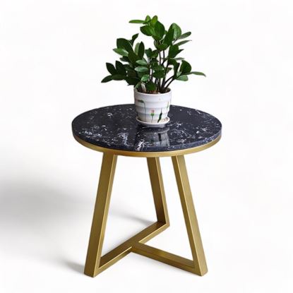 Bàn bên sofa tròn 45cm mặt đá chân sắt SST031