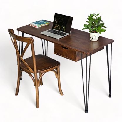 Combo bàn làm việc có ngăn kéo 120x60cm và 1 ghế Bistro gỗ CB68199
