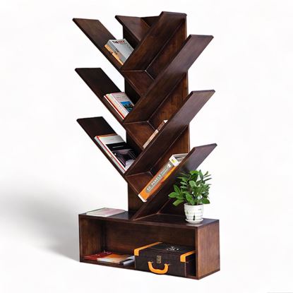Kệ sách hình cây 85x27x150cm gỗ cao su KS68217