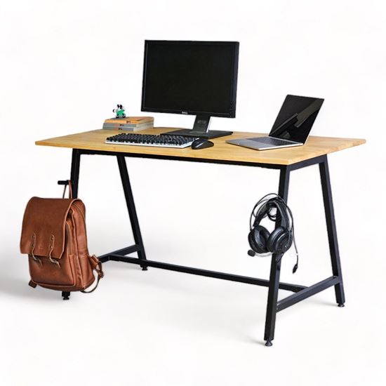 Bàn làm việc có giá treo 140x60cm gỗ cao su chân sắt lắp ráp SPD68212