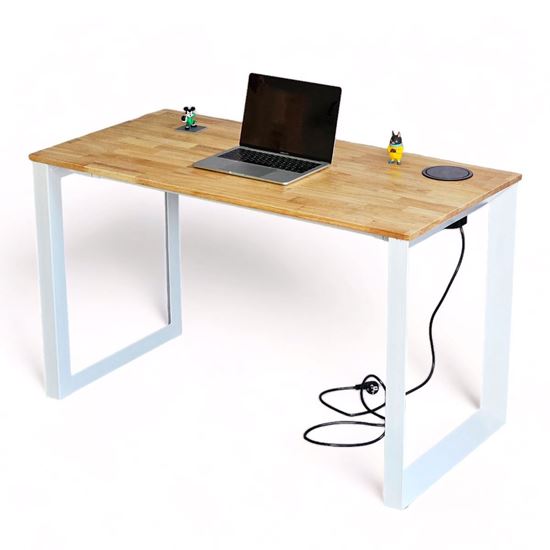Bàn ZDesk tích hợp hộp điện có sạc không dây 120x60cm gỗ cao su ZD014