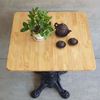 Bàn cafe vuông 70x70cm gỗ cao su chân bằng gang đúc nghệ thuật CFD68193