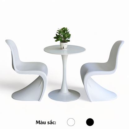 Combo bộ bàn ghế cafe Tulip tròn và 2 ghế Panton CBCF278