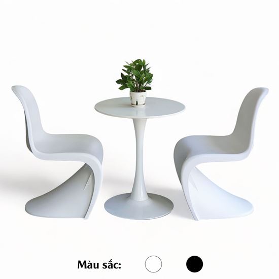 Combo bộ bàn ghế cafe Tulip tròn và 2 ghế Panton CBCF278