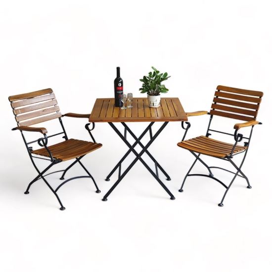 Combo bộ bàn ngoài trời xếp gọn 75x75cm và 2 ghế xếp CBCF286