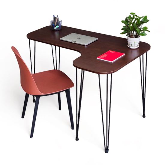 Combo bàn làm việc góc L 120x80cm và 1 ghế nhựa Harmoor CB68197
