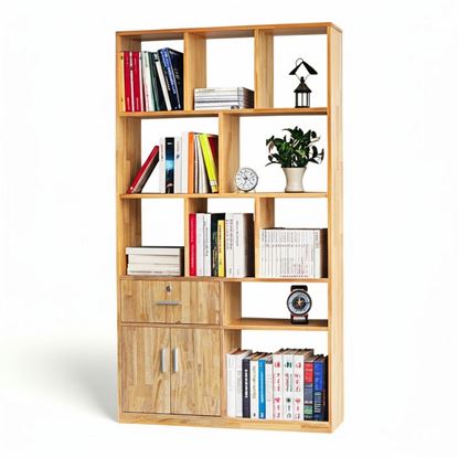 Kệ trang trí 100x30x180cm có ngăn hộc tủ gỗ cao su KTB68145