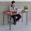 Combo bàn làm việc góc L 120x80cm và 1 ghế nhựa Harmoor CB68197