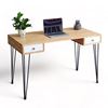 Bàn làm việc có ngăn hộc kéo 120x60cm gỗ cao su chân sắt Hairpin BD68111