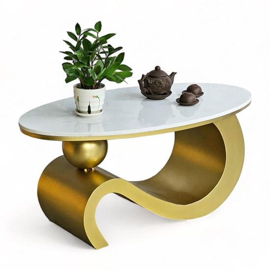 Bàn sofa SOTA mặt đá hình Oval chân sắt TT68267