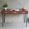 Bàn làm việc có 3 ngăn kéo 120x60cm gỗ cao su chân sắt Hairpin BD68108