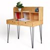 Bàn làm việc 120x60cm liền kệ sách gỗ cao su chân sắt Hairpin BD68109