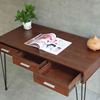 Bàn làm việc có 3 ngăn kéo 120x60cm gỗ cao su chân sắt Hairpin BD68108