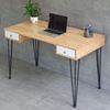 Bàn làm việc có ngăn hộc kéo 120x60cm gỗ cao su chân sắt Hairpin BD68111