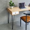 Bàn làm việc có ngăn hộc kéo 120x60cm gỗ cao su chân sắt Hairpin BD68111