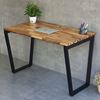 Bàn làm việc 120x60cm gỗ tràm chân sắt lắp ráp hệ Trapeze HBTC048