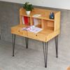 Bàn làm việc 100x60cm liền kệ sách gỗ cao su chân sắt Hairpin BD68109