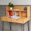 Bàn làm việc 100x60cm liền kệ sách gỗ cao su chân sắt Hairpin BD68109