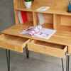 Bàn làm việc 100x60cm liền kệ sách gỗ cao su chân sắt Hairpin BD68109