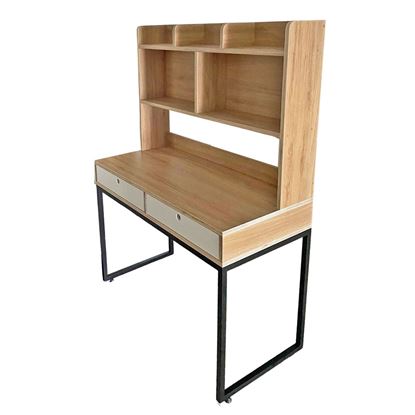 Bàn học liền giá sách gỗ plywood chân sắt BD68095