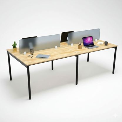 Bàn cụm 4 người 240x120cm chân sắt hệ OMA II gỗ cao su HBOM211