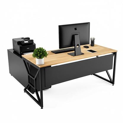 Bàn giám đốc 160x70cm kèm tủ rời gỗ cao su chân sắt lắp ráp BGD68071