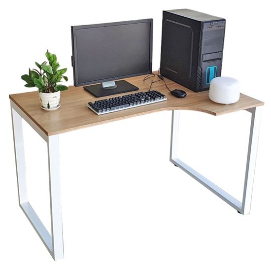 Bàn làm việc chữ L gỗ plywood phủ melamin chân sắt lắp ráp CD68021