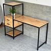 Bàn làm việc liền kệ và hộc tủ khung sắt gỗ cao su BD68096