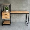 Bàn làm việc liền kệ và hộc tủ khung sắt gỗ cao su BD68096