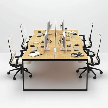 Bàn cụm 4 chỗ ngồi 280x140cm gỗ cao su chân sắt HBRT076