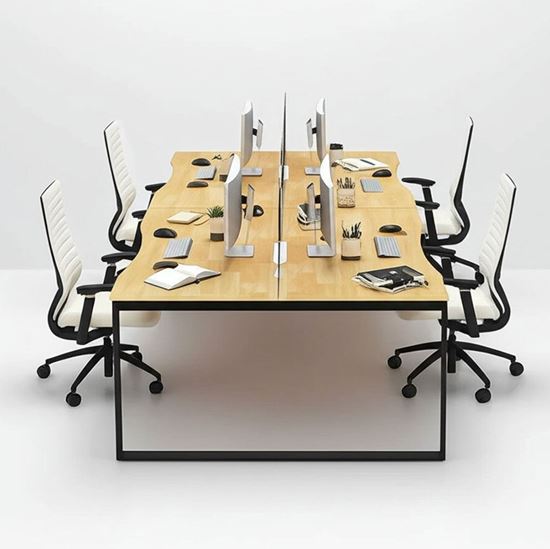 Bàn cụm 4 chỗ ngồi 280x140cm gỗ cao su chân sắt HBRT076